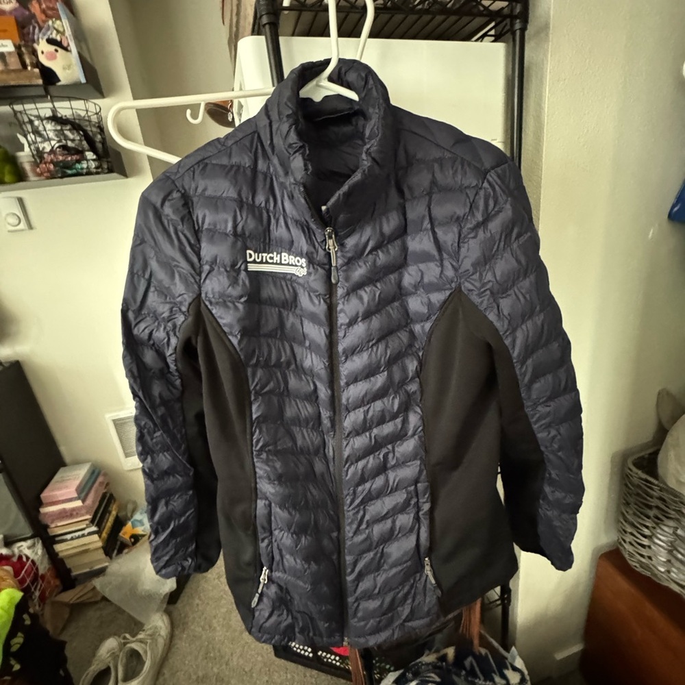 Dutch Bros RARE 32 Degrees Black and Gray Puffer Jacket Lightweight Insulated
